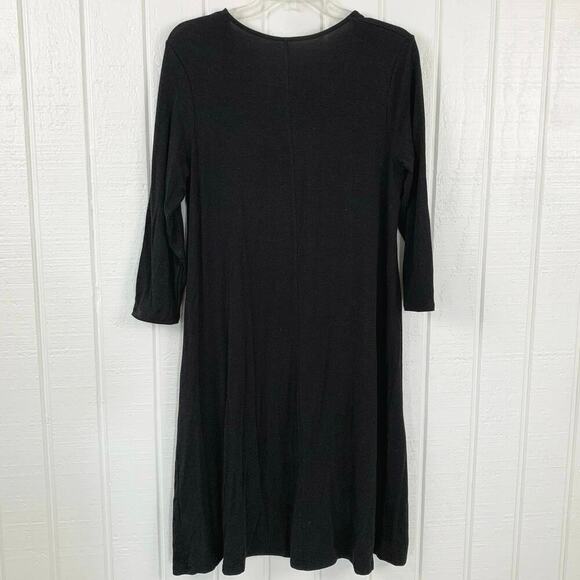 Garnett Hill Women Long Sleeve Shirt T-shirt Dress Black Minimalist Size Medium - Picture 4 of 6